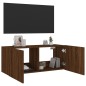 vidaXL Mueble de TV de pared con luces LED marrón roble 100x35x41 cm