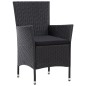 vidaXL Juego de comedor de jardín 5 piezas ratán sintético negro