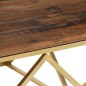 vidaXL Mesa de centro de acero inoxidable dorado y madera maciza