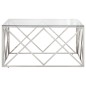 vidaXL Mesa de centro plateada acero inoxidable y vidrio templado vidaXL Mesa de centro plateada acero inoxidable y vidrio templado