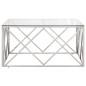 vidaXL Mesa de centro plateada acero inoxidable y vidrio templado vidaXL Mesa de centro plateada acero inoxidable y vidrio templado