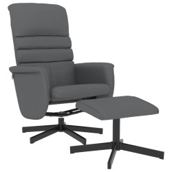 vidaXL Sillón reclinable con reposapiés cuero sintético gris