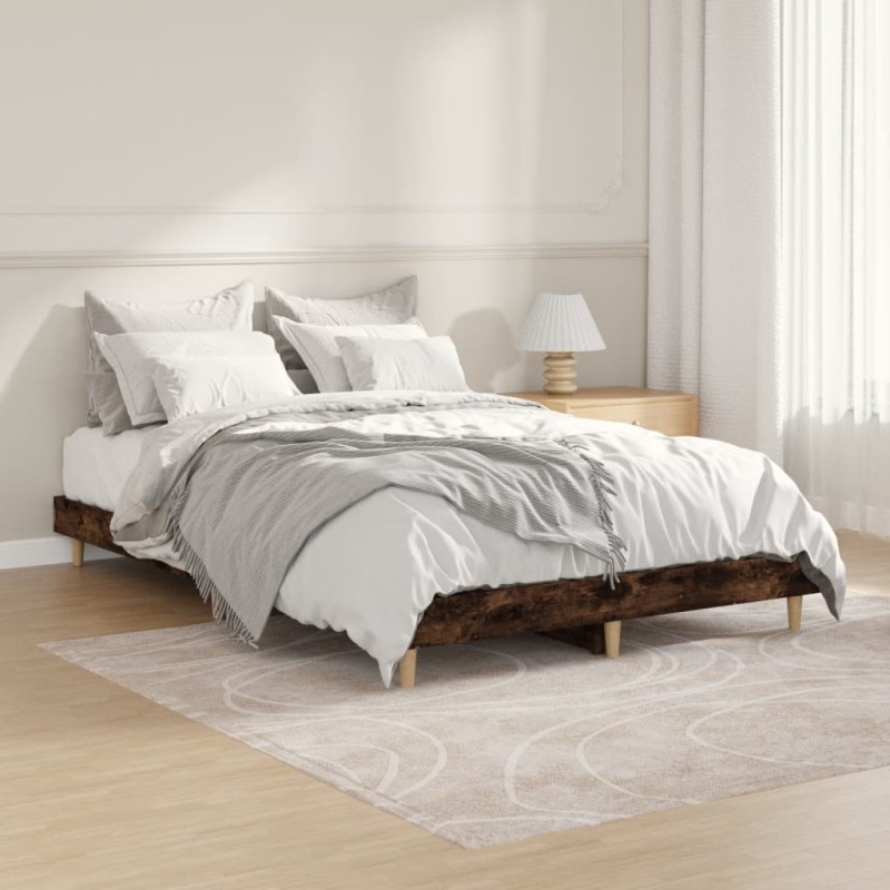 vidaXL Estructura de cama madera contrachapada roble ahumado 120x190cm vidaXL Estructura de cama madera contrachapada roble ahumado 120x190cm