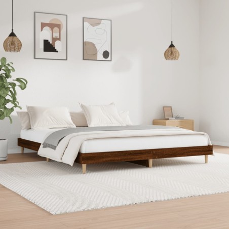vidaXL Estructura de cama madera contrachapada marrón roble 120x200 cm