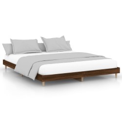 vidaXL Estructura de cama madera contrachapada marrón roble 120x200 cm