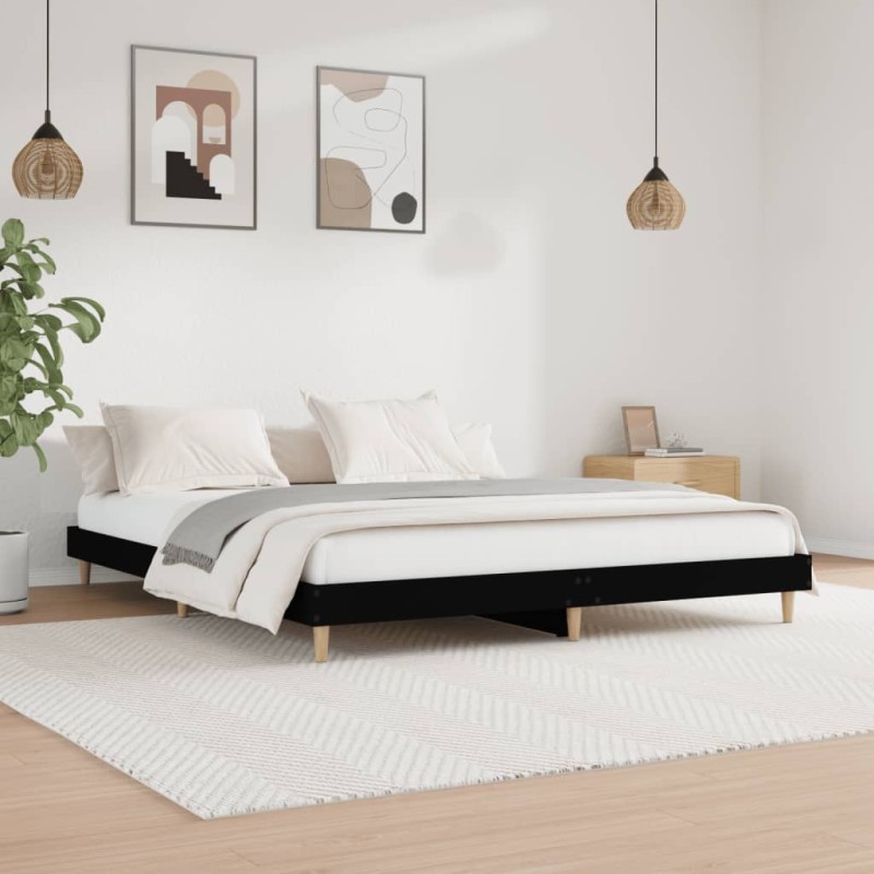 vidaXL Estructura de cama madera contrachapada negra 140x200 cm vidaXL Estructura de cama madera contrachapada negra 140x200 cm