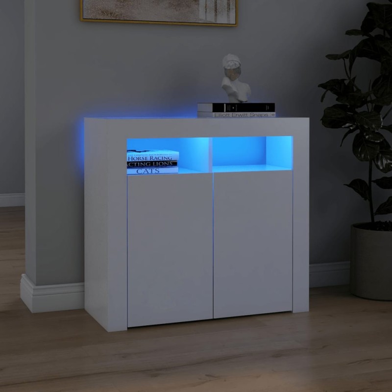 vidaXL Aparador con luces LED gris brillante 80x35x75 cm vidaXL Aparador con luces LED gris brillante 80x35x75 cm