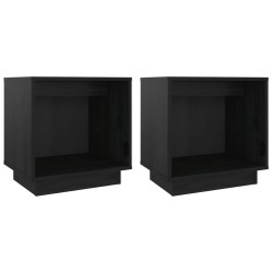 vidaXL Mesitas de noche 2 uds madera maciza de pino negro 40x30x40 cm