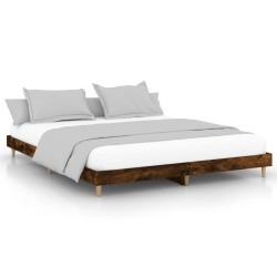 vidaXL Estructura de cama madera contrachapada roble ahumado 100x200cm