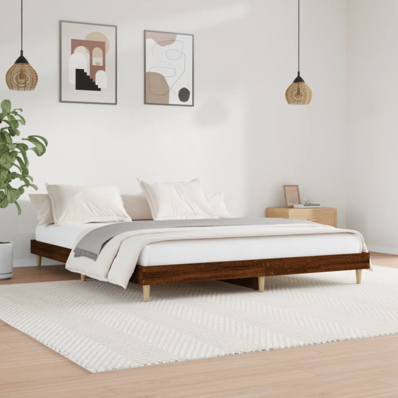 vidaXL Estructura de cama madera contrachapada marrón roble 200x200 cm vidaXL Estructura de cama madera contrachapada marrón roble 200x200 cm