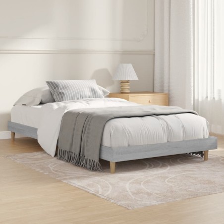 vidaXL Estructura de cama madera contrachapada gris Sonoma 90x200 cm