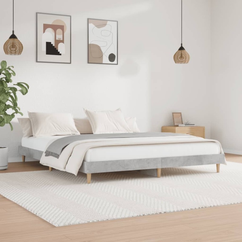 vidaXL Estructura de cama madera contrachapada gris hormigón 160x200cm vidaXL Estructura de cama madera contrachapada gris hormigón 160x200cm