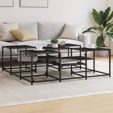 vidaXL Mesa de centro madera de ingeniería negro 121x121x40 cm