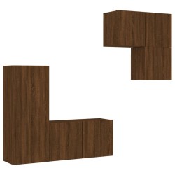vidaXL Muebles de TV de pared 4 pzas madera de ingeniería marrón roble
