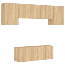 vidaXL Muebles de TV de pared 6 pzas madera de ingeniería roble Sonoma