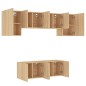 vidaXL Muebles de TV de pared 6 pzas madera de ingeniería roble Sonoma