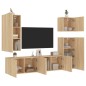vidaXL Muebles de TV de pared 5 pzas madera de ingeniería roble Sonoma vidaXL Muebles de TV de pared 5 pzas madera de ingeniería roble Sonoma