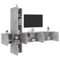 vidaXL Muebles de TV de pared 5 pzas madera ingeniería gris hormigón