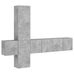 vidaXL Muebles de TV de pared 5 pzas madera ingeniería gris hormigón