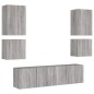 vidaXL Muebles de TV de pared 6 pzas madera de ingeniería gris Sonoma vidaXL Muebles de TV de pared 6 pzas madera de ingeniería gris Sonoma