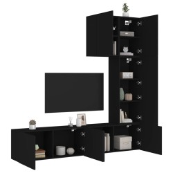 vidaXL Muebles de TV de pared 5 piezas madera de ingeniería negro