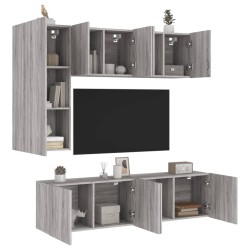 vidaXL Muebles de TV de pared 5 pzas madera de ingeniería gris Sonoma