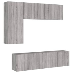 vidaXL Muebles de TV de pared 5 pzas madera de ingeniería gris Sonoma