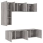 vidaXL Muebles de TV de pared 5 pzas madera de ingeniería gris Sonoma