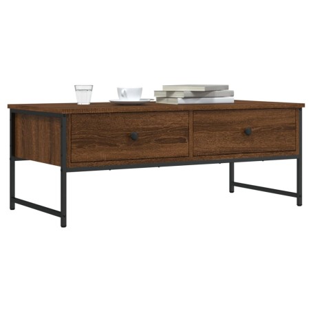 vidaXL Mesa de centro madera de ingeniería marrón roble 101x49x39,5 cm