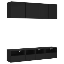 vidaXL Muebles de TV de pared 5 piezas madera de ingeniería negro
