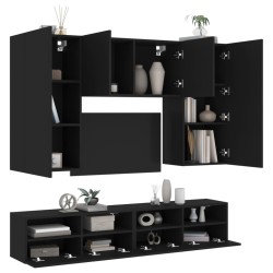 vidaXL Muebles de TV de pared 5 piezas madera de ingeniería negro