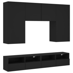 vidaXL Muebles de TV de pared 5 piezas madera de ingeniería negro