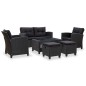 vidaXL Set de sofás de jardín 6 piezas y cojines ratán sintético negro vidaXL Set de sofás de jardín 6 piezas y cojines ratán sintético negro