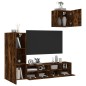 vidaXL Muebles de TV de pared 4 pzas madera ingeniería roble ahumado vidaXL Muebles de TV de pared 4 pzas madera ingeniería roble ahumado