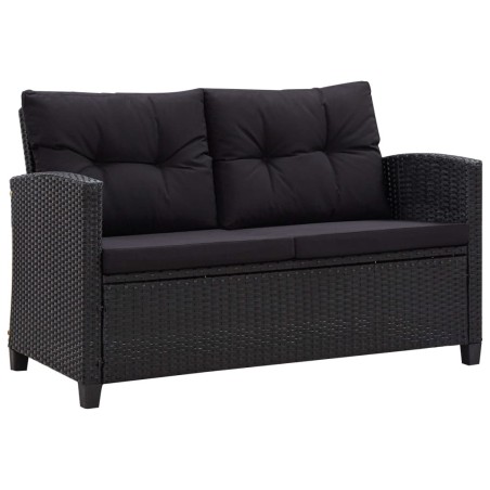 vidaXL Set de sofás de jardín 6 piezas y cojines ratán sintético negro