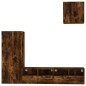 vidaXL Muebles de TV de pared 4 pzas madera ingeniería roble ahumado vidaXL Muebles de TV de pared 4 pzas madera ingeniería roble ahumado