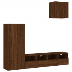 vidaXL Muebles de TV de pared 4 pzas madera de ingeniería marrón roble