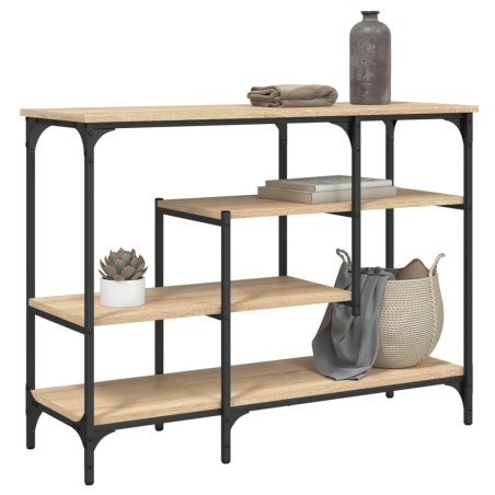 vidaXL Mesa consola con estantes roble Sonoma 100x35x75 cm