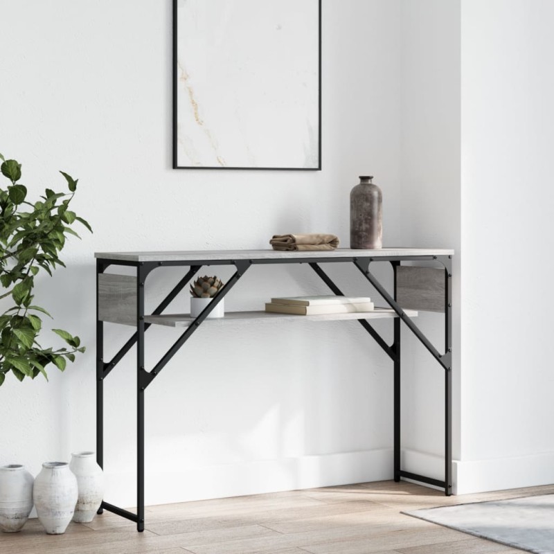 vidaXL Mesa consola estante madera ingeniería Sonoma gris 105x30x75 cm vidaXL Mesa consola estante madera ingeniería Sonoma gris 105x30x75 cm