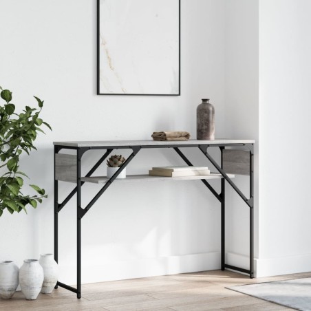 vidaXL Mesa consola estante madera ingeniería Sonoma gris 105x30x75 cm