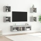 vidaXL Muebles TV pared con LED 7 pzas madera ingeniería gris hormigón