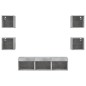 vidaXL Muebles TV pared con LED 7 pzas madera ingeniería gris hormigón