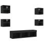 vidaXL Muebles de TV de pared con LED 7 pzas madera ingeniería negro