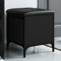 vidaXL Banco con almacenaje madera de ingeniería negro 42x42x45 cm