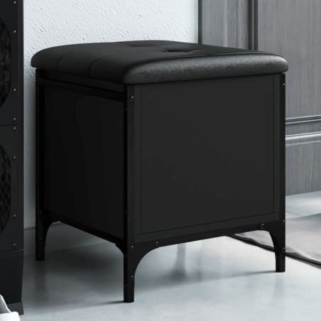 vidaXL Banco con almacenaje madera de ingeniería negro 42x42x45 cm