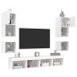 vidaXL Muebles de TV de pared con LED 8 pzas madera ingeniería blanco vidaXL Muebles de TV de pared con LED 8 pzas madera ingeniería blanco