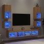 vidaXL Muebles TV pared con LED 8 pzas madera ingeniería roble Sonoma