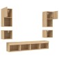 vidaXL Muebles TV pared con LED 8 pzas madera ingeniería roble Sonoma