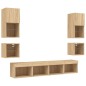 vidaXL Muebles TV pared con LED 8 pzas madera ingeniería roble Sonoma