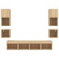 vidaXL Muebles TV pared con LED 8 pzas madera ingeniería roble Sonoma